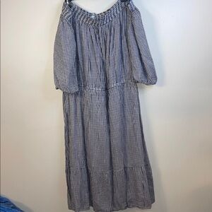Old Navy Blue Gingham Off Shoulder Midi Dress Women’s Size XXL